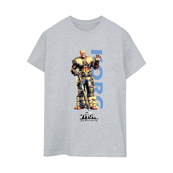 Marvel Dam/Kvinnor Thor Love And Thunder Korg Wave Bomull Pojkvän T-shirt Sports Grey L