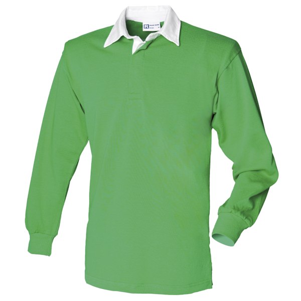 Front Row Long Sleeve Classic Rugby Polo Shirt 3XL Bright Green Bright Green/White 3XL