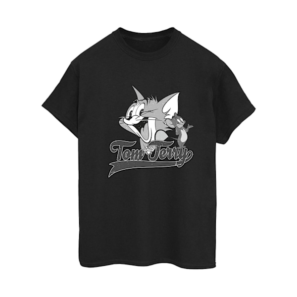 Tom And Jerry Dam/Damer Gråskala Kvadrat Bomull Boyfriend T-shirt Black XXL