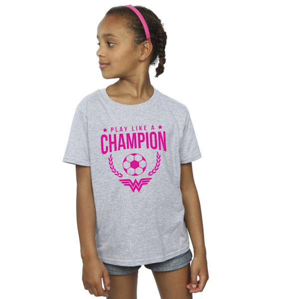 DC Comics Girls Wonder Woman Spela som en mästare Bomull T-Shir Sports Grey 9-11 Years