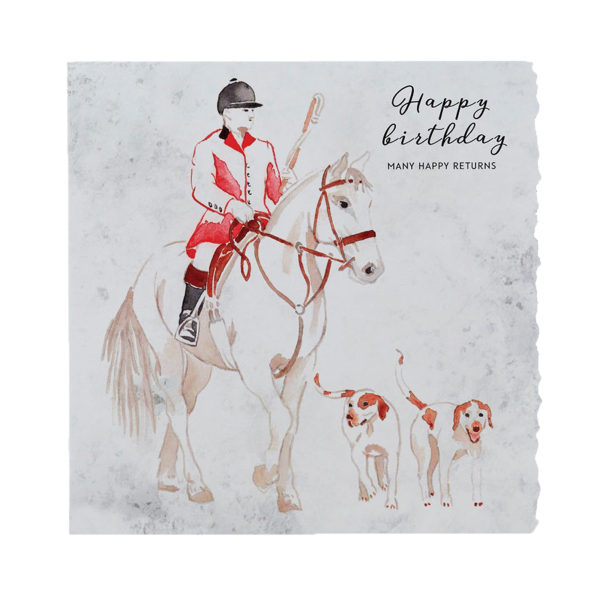 Deckled Edge Fanciful Dolomite Greetings Card One Size Happy Bi Happy Birthday - Hunting Horse and One Size