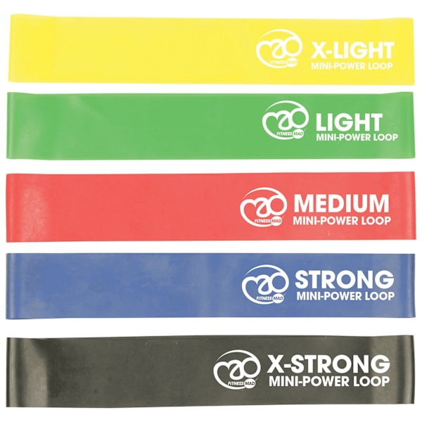 Fitness Mad Mini Power Resistance Band Set (5-pack) One Size Multicoloured One Size