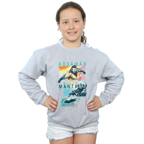 DC Comics Girls Aquaman Character Tiles Sweatshirt 9-11 år S Sports Grey 9-11 Years