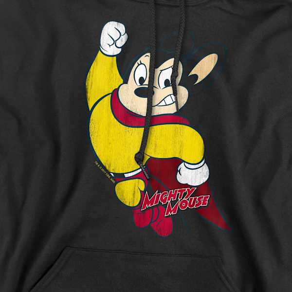 Mighty Mouse Herr Klassisk Hjälte Hoodie L Svart Black L