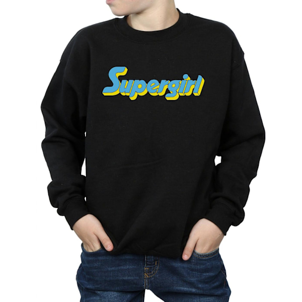 DC Comics Boys Supergirl Text Logo Sweatshirt 5-6 år Svart Black 5-6 Years