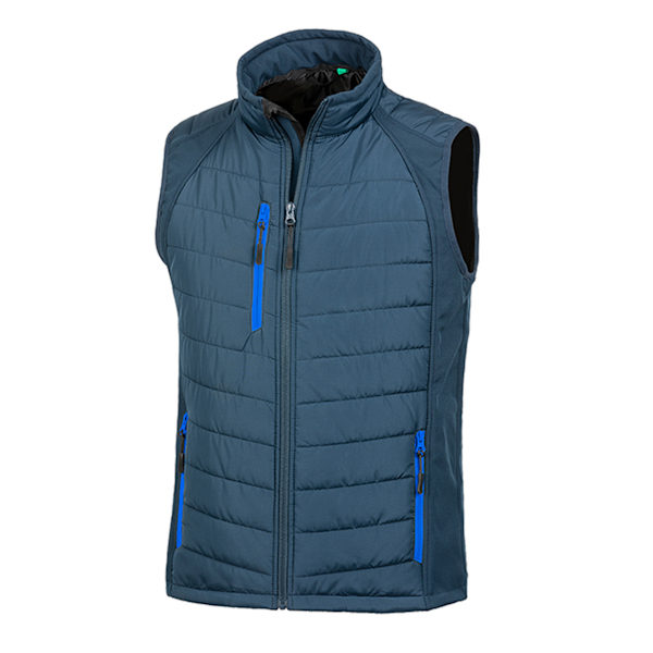 Result Herr Svart Compass Vadderad Soft Shell Väst 4XL Marinblå/Kungsblå Navy/Royal Blue 4XL