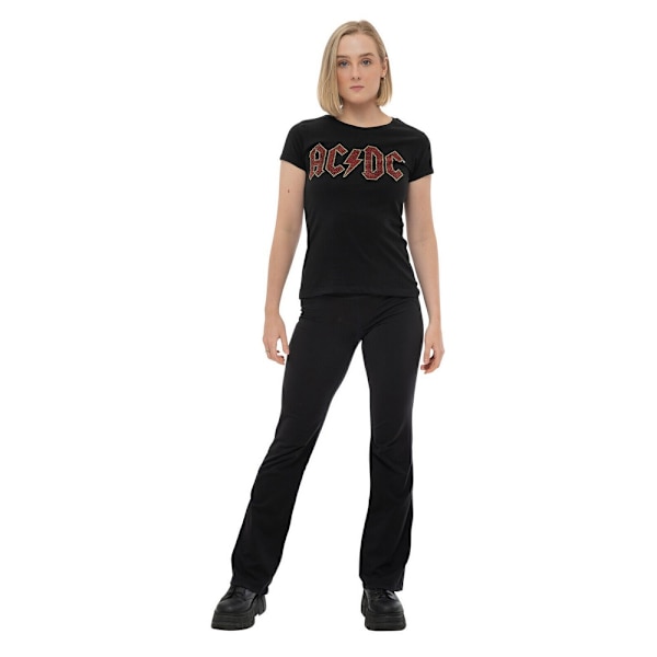AC/DC Dam/Kvinna Utsmyckad Logotyp T-shirt L Svart Black L
