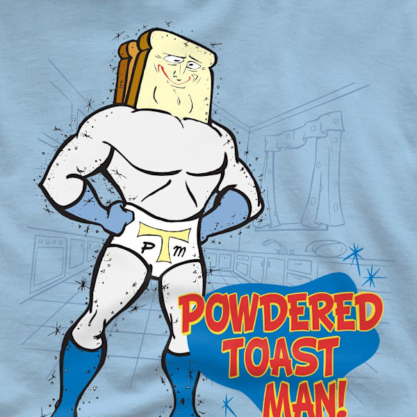 Ren & Stimpy Herr Powdered Toast Man T-Shirt M Ljusblå Light Blue M