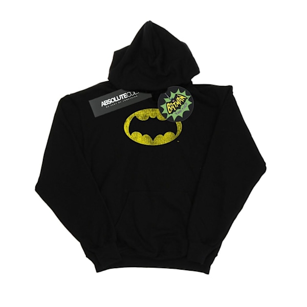 DC Comics Herr Batman TV-serie Distressed Logo Hoodie XXL Svart Black XXL