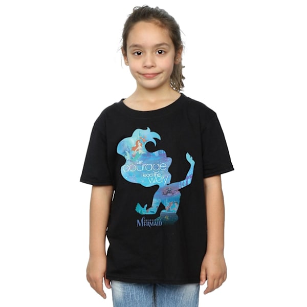 Den lilla sjöjungfrun flickor silhuett T-shirt 5-6 år svart Black 5-6 Years