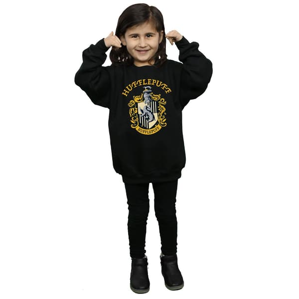 Harry Potter Flickor Hufflepuff Bomullströja 5-6 År Svart Black 5-6 Years