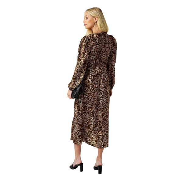 Biba Dam Leopardmönstrad Knapp Midi Klänning 8 UK Brown/Black 8 UK