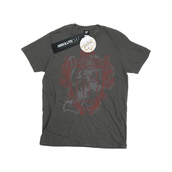 Harry Potter T-shirt i bomull med Gryffindors lejonvapen för flickor, 7-8 år Charcoal 7-8 Years
