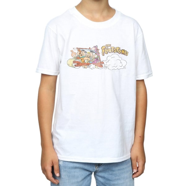 The Flintstones Boys Family Car Distressed T-Shirt 12-13 år White 12-13 Years