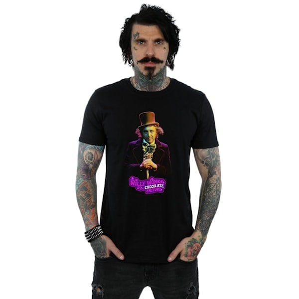 Willy Wonka And The Chocolate Factory Herr T-shirt Mörk Pose 4X Black 4XL