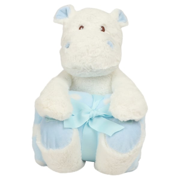 Mumbles Hippo med printed fleecefilt One Size Vit/Blå White/Blue One Size