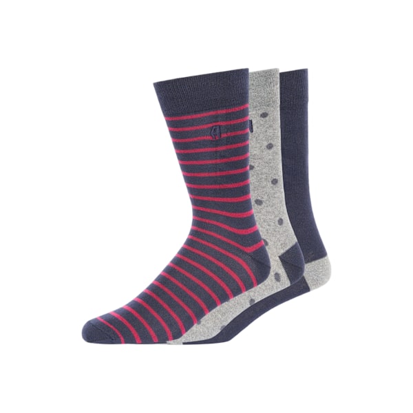 French Connection Unisex Oakley-strumpor för vuxna (3-pack) One Siz Grey/Marine/Raspberry One Size
