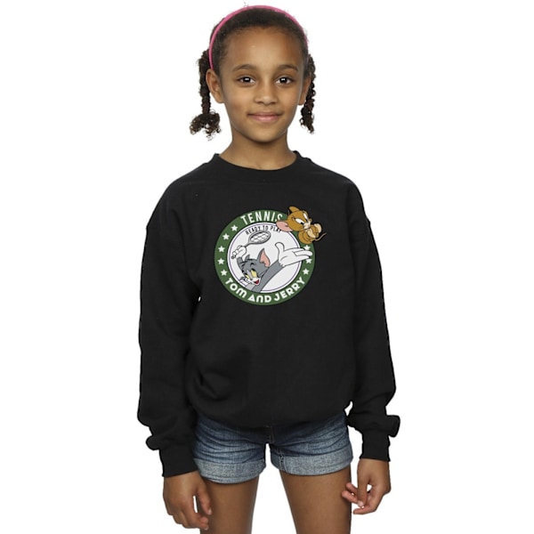 Tom And Jerry Girls Tennis Ready To Play Sweatshirt 7-8 År B Black 7-8 Years