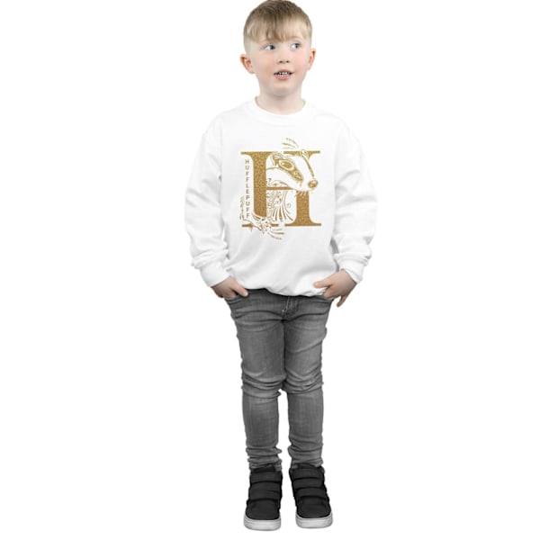 Harry Potter Pojkar Hufflepuff Glitter Sweatshirt 9-11 År Vit White 9-11 Years