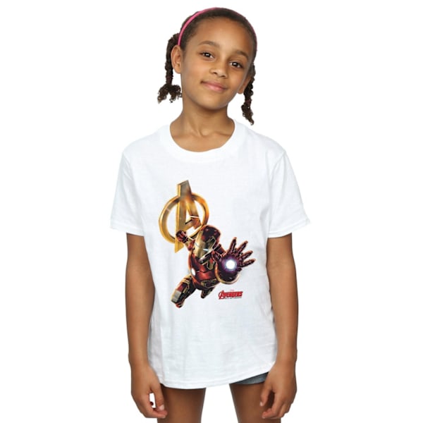 Marvel Girls Iron Man Pose Bomull T-shirt 7-8 år Vit White 7-8 Years