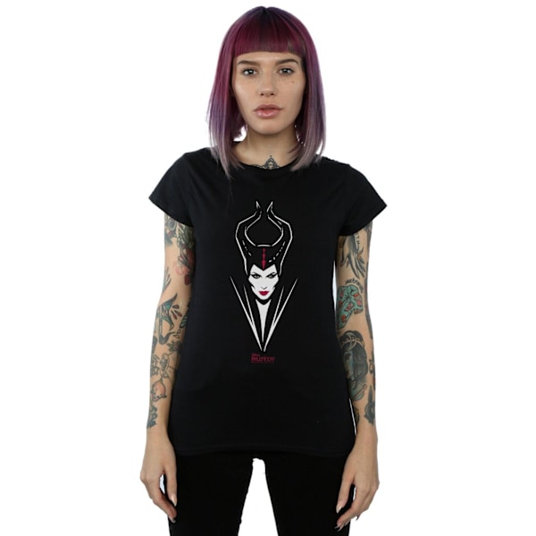 Disney Womens/Ladies Maleficent Mistress Of Evil Face Bomull T-shirt Black XL