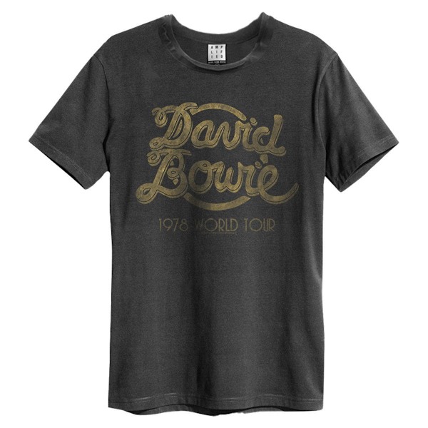 Amplified Unisex Vuxen 1978 World Tour David Bowie T-Shirt L Gråmelerad Charcoal L
