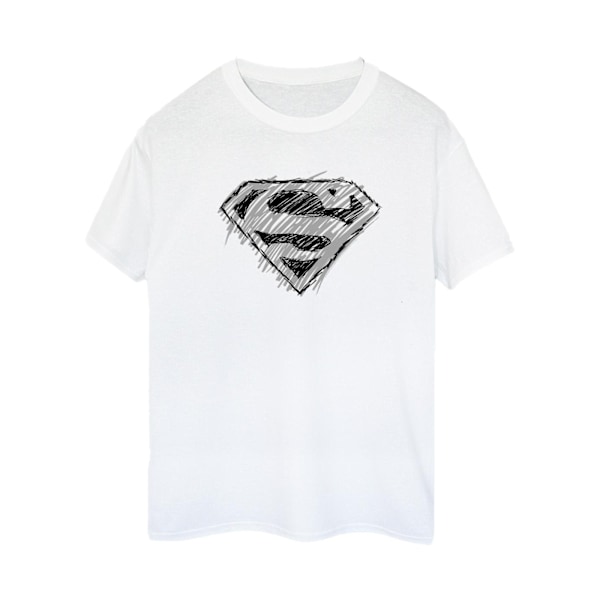 DC Comics Dam/Kvinnor Superman Logo Sketch Bomull Boyfriend T White 4XL