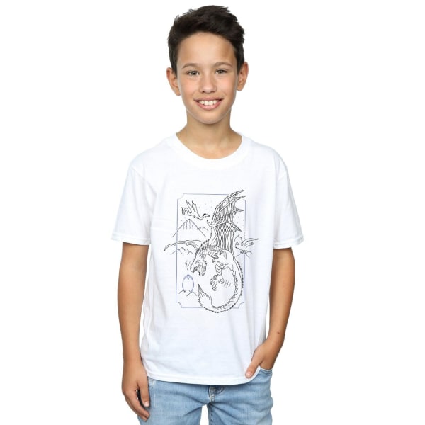 Harry Potter Boys Dragon Line Art T-shirt 12-13 år Vit White 12-13 Years