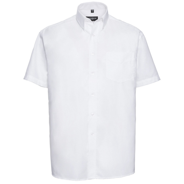 Russell Collection Herr Oxford Easy-Care Kortärmad Skjorta 15 White 15.5in