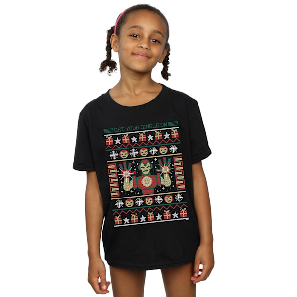 Marvel Girls Iron Man Get Your Jingle On Fair Isle Bomull T-shirt Black 7-8 Years