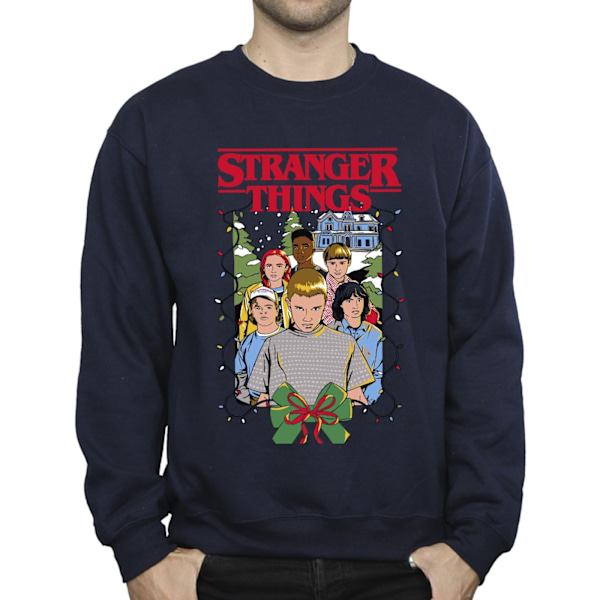 Netflix Mens Stranger Things Jul Affisch Sweatshirt XXL Marinblå Navy Blue XXL