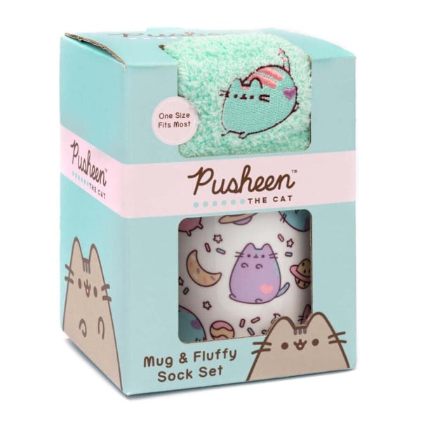 Pusheen Dam- och herr-mugg och strumpor set i en storlek flerfärgad Multicoloured One Size