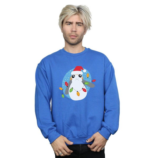 Star Wars Mens The Last Jedi Porg Julbelysning Sweatshirt 3 Royal Blue 3XL