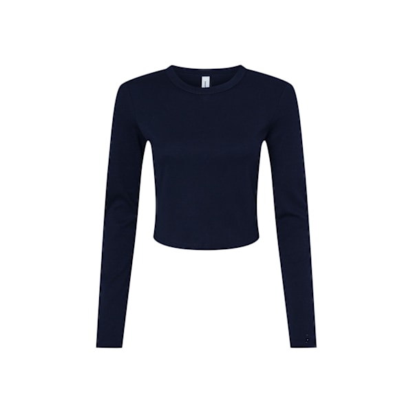 Bella + Canvas Dam/Dam Plain Micro-Rib Långärmad Crop Solid Navy 10 UK - 12 UK