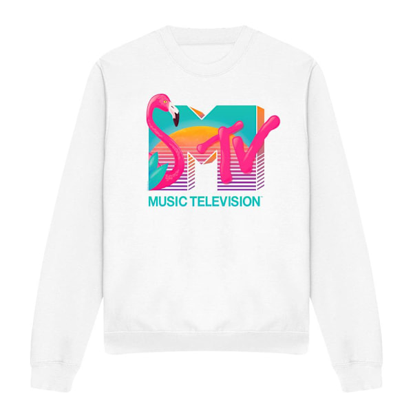 MTV Unisex Vuxen Vibrant Flamingo Sunset Sweatshirt XXL Vit White XXL