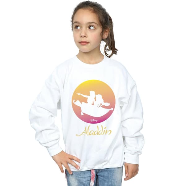 Disney Flickor Aladdin Flying Sunset Tröja 3-4 År Vit White 3-4 Years