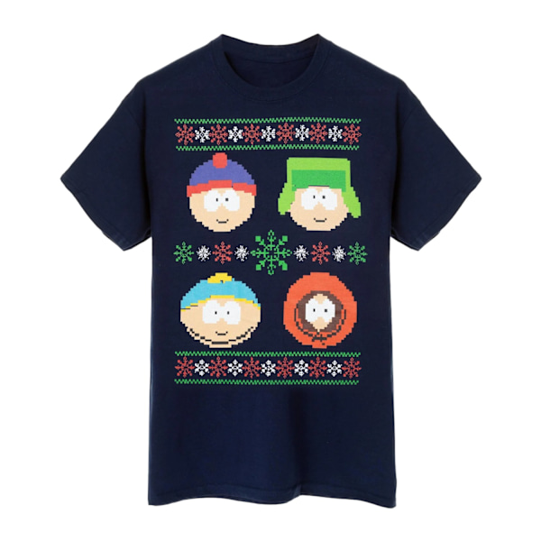 South Park Fair Isle Jul T-shirt för män S Marinblå Navy S