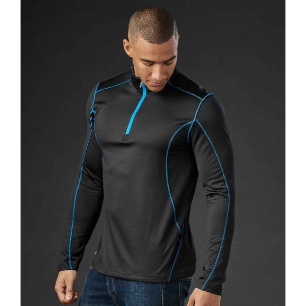 Stormtech Mens Pulse Zip Neck Fleece Top L Svart/Elektrisk Blå Black/Electric Blue L