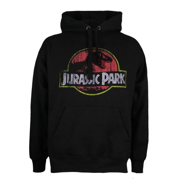 Jurassic Park Herr Distressed Logo Hoodie XL Svart Black XL