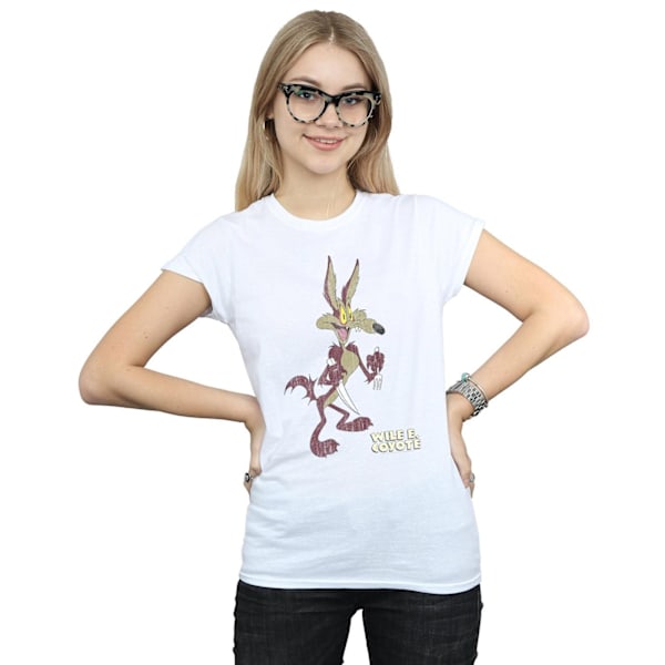Looney Tunes Dam/Damer Wile E Coyote Distressed Bomull T-Sh White XL