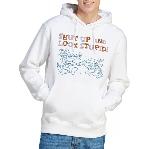 Ren & Stimpy Herr Shut Up And Look Stupid! Hoodie XL Vit White XL