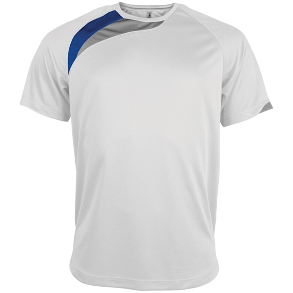 Kariban Proact herr T-shirt med kort ärm och rund halsringning, 2XL W White/ Royal/ Storm Grey 2XL