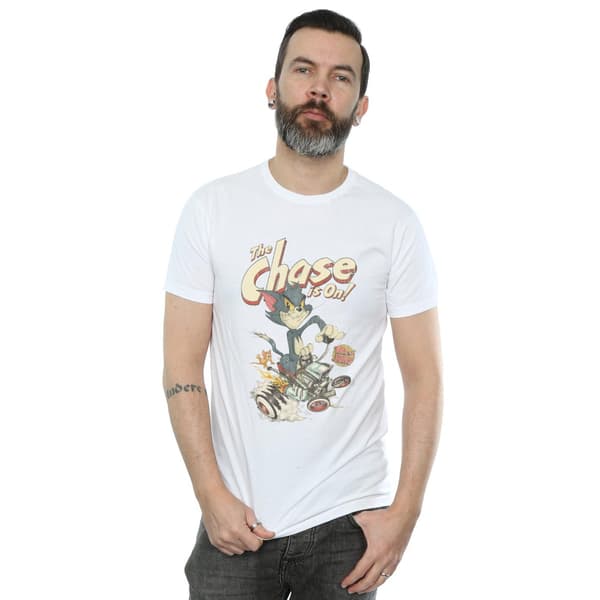 Tom And Jerry Herr T-shirt The Chase Is On M Vit White M