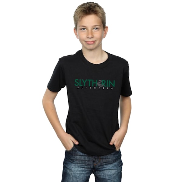 Harry Potter Boys Slytherin Text T-Shirt 9-11 år Svart Black 9-11 Years