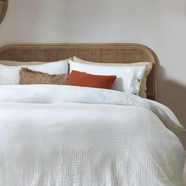 Yard Lark Muslin Bomullstäcke Överdrag Set Dubbel Vit White Double