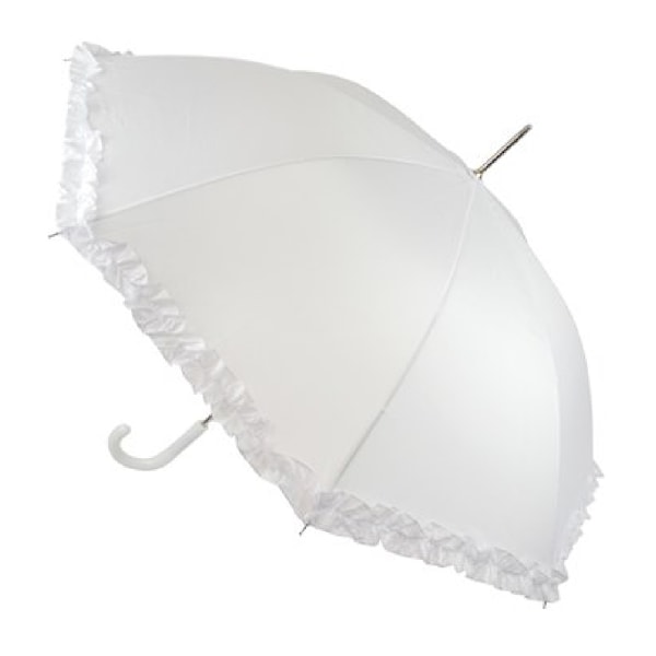 Drizzles Frilled Bridal Stick Umbrella One Size White White One Size