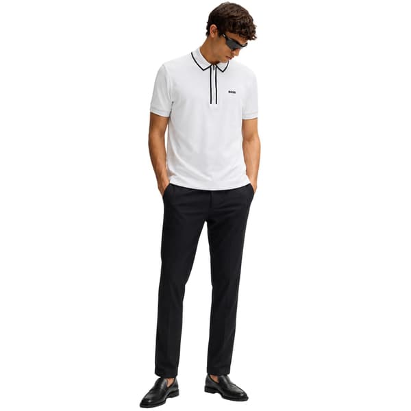 Boss Herr Quarter Zip Regular Kortärmad Pikétröja S Ljus Light Grey S