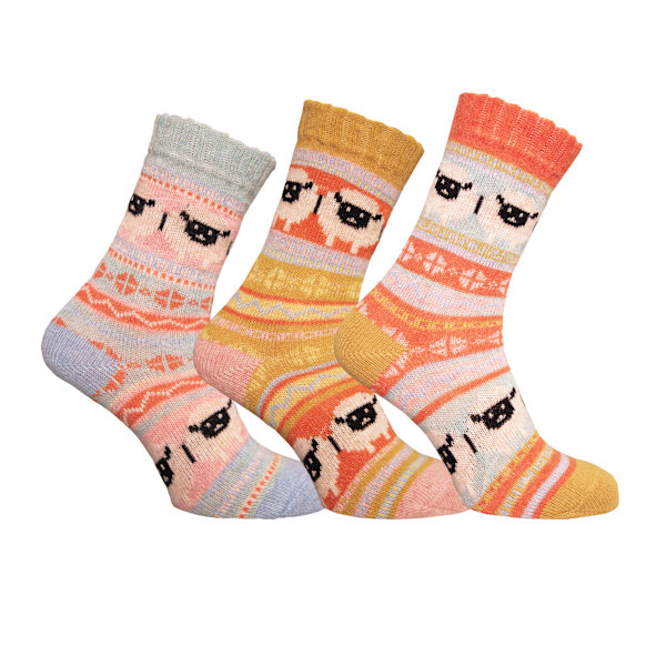 Simply Essentials Dam/Dam Alpaca Ullbland Fårstrumpor ( Yellow/Pink/Light Blue 4-7 UK