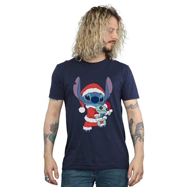 Disney Mens Lilo And Stitch Stitch Christmas T-Shirt M Navy Blu Navy Blue M