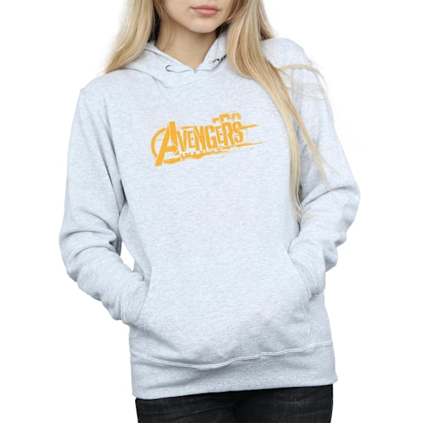 Marvel Dam/Kvinnor Avengers Infinity War Orange Logo Hoodie L Heather Grey L